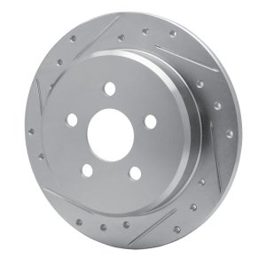 Chrysler PT Cruiser Brake Rotor (1) - Rear Left - R1 Concepts - Drilled & Slotted - Silver - `03-`10